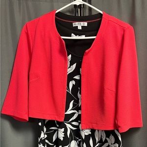 Robbie Bee Womens Dress Petite XL Dress & Petite L Jacket. Coral, Black & White.